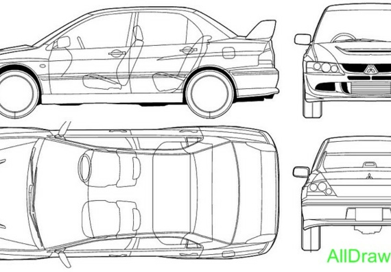 Mitsubishi Lancer Evolution VIII 2003 (Mitsubishi Lanser Evolution 8 2003) - drawings (drawings) of the car